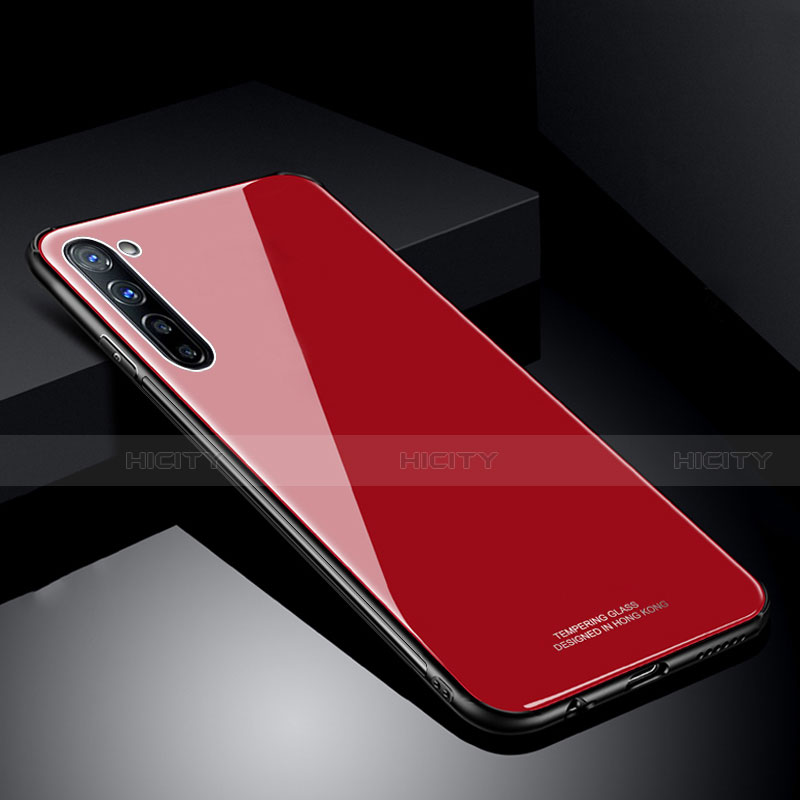 Carcasa Bumper Funda Silicona Espejo T01 para Oppo F15 Rojo