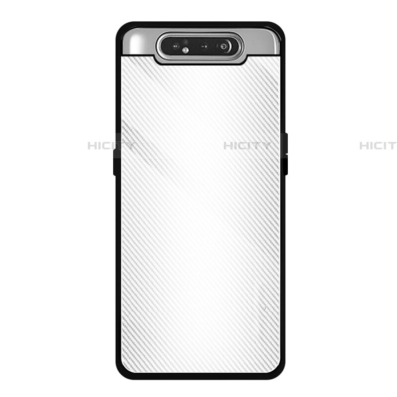 Carcasa Bumper Funda Silicona Espejo T01 para Samsung Galaxy A80 Blanco