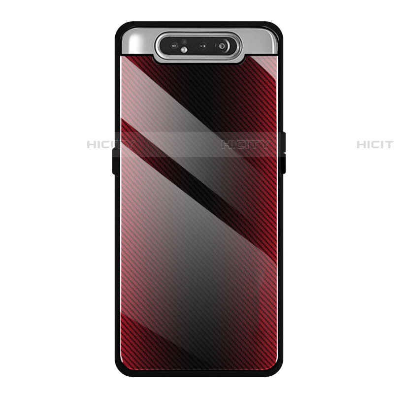 Carcasa Bumper Funda Silicona Espejo T01 para Samsung Galaxy A80 Rojo