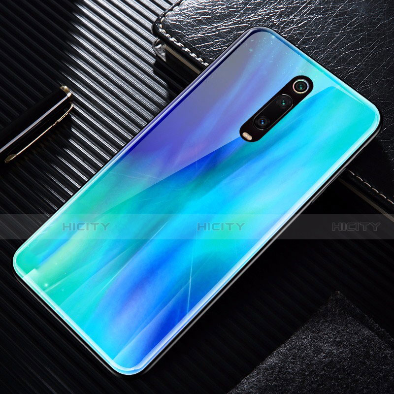 Carcasa Bumper Funda Silicona Espejo T02 para Xiaomi Mi 9T Azul Cielo