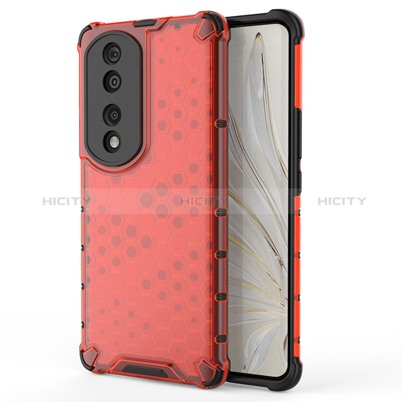 Carcasa Bumper Funda Silicona Transparente 360 Grados AM1 para Huawei Honor 70 Pro+ Plus 5G Rojo