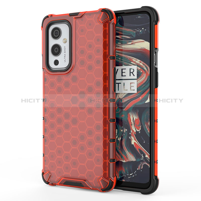 Carcasa Bumper Funda Silicona Transparente 360 Grados AM1 para OnePlus 9 5G Rojo