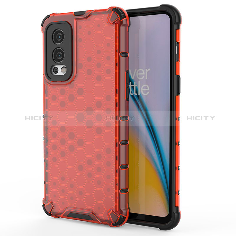 Carcasa Bumper Funda Silicona Transparente 360 Grados AM1 para OnePlus Nord 2 5G Rojo