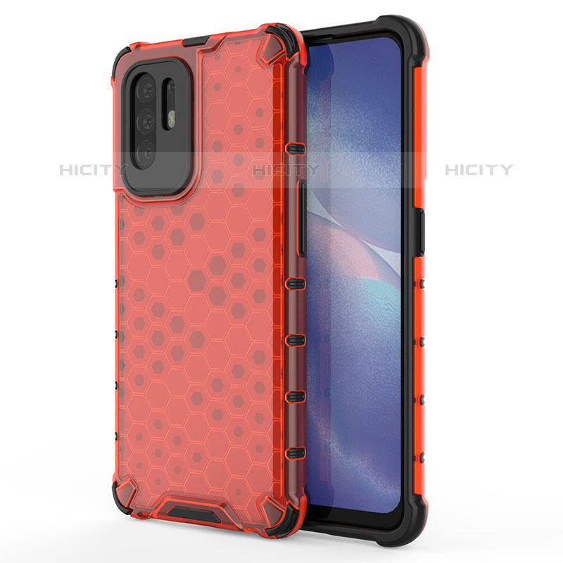 Carcasa Bumper Funda Silicona Transparente 360 Grados AM1 para Oppo A94 5G Rojo