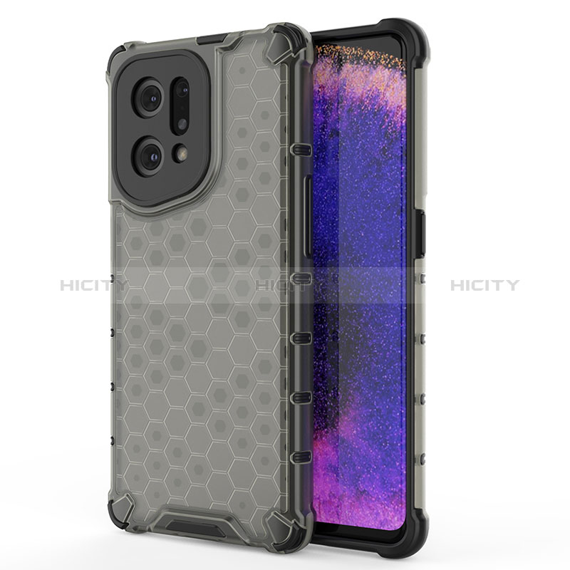 Carcasa Bumper Funda Silicona Transparente 360 Grados AM1 para Oppo Find X5 5G Negro