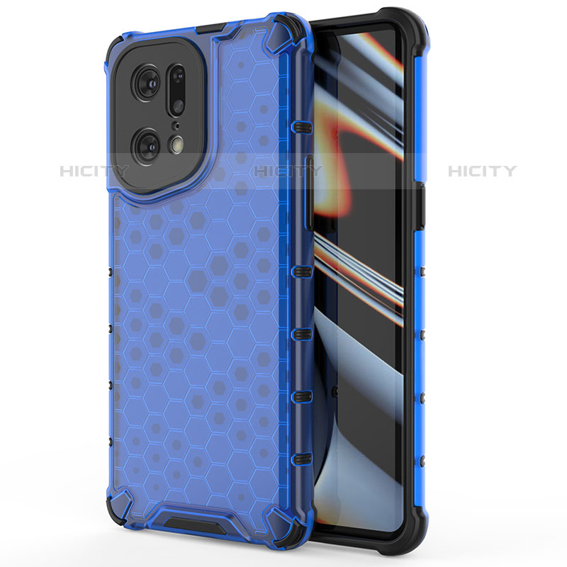 Carcasa Bumper Funda Silicona Transparente 360 Grados AM1 para Oppo Find X5 Pro 5G Azul