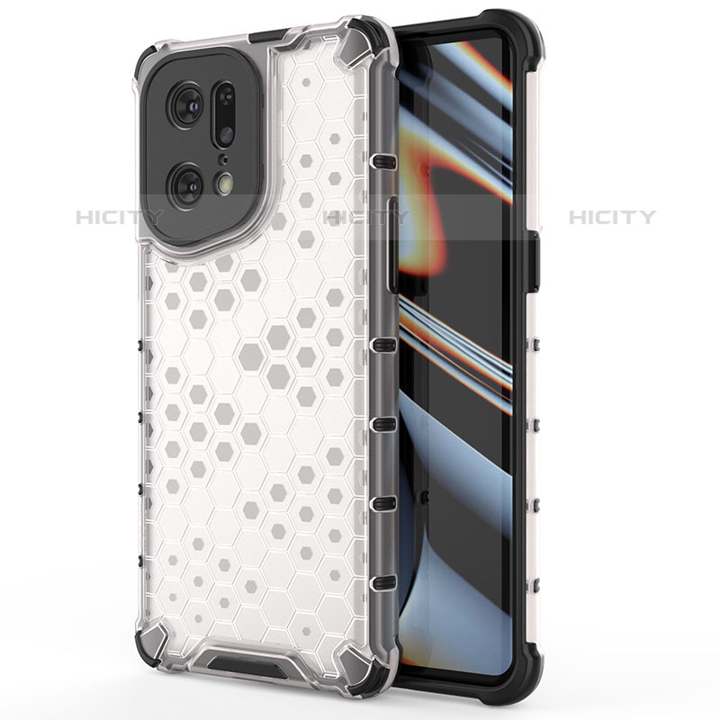 Carcasa Bumper Funda Silicona Transparente 360 Grados AM1 para Oppo Find X5 Pro 5G Blanco