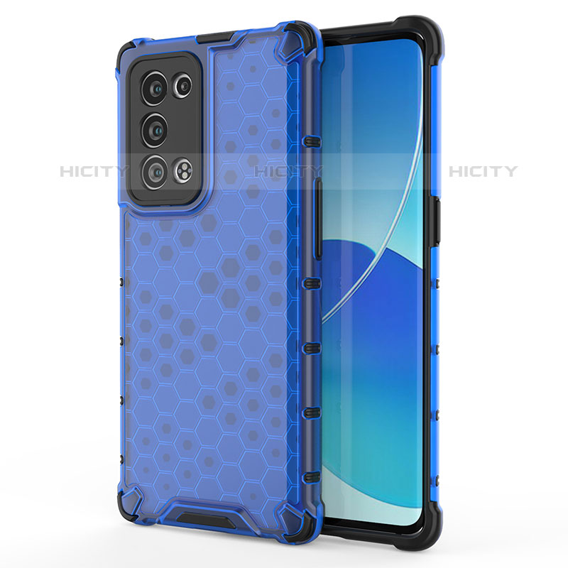 Carcasa Bumper Funda Silicona Transparente 360 Grados AM1 para Oppo Reno6 Pro 5G Azul