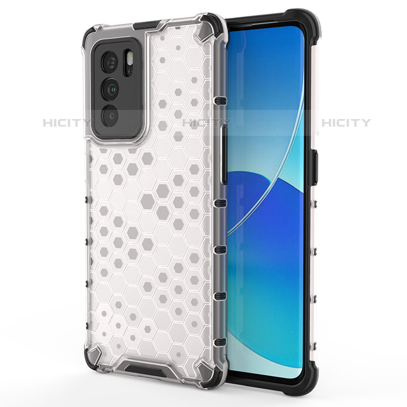 Carcasa Bumper Funda Silicona Transparente 360 Grados AM1 para Oppo Reno6 Pro 5G India Blanco