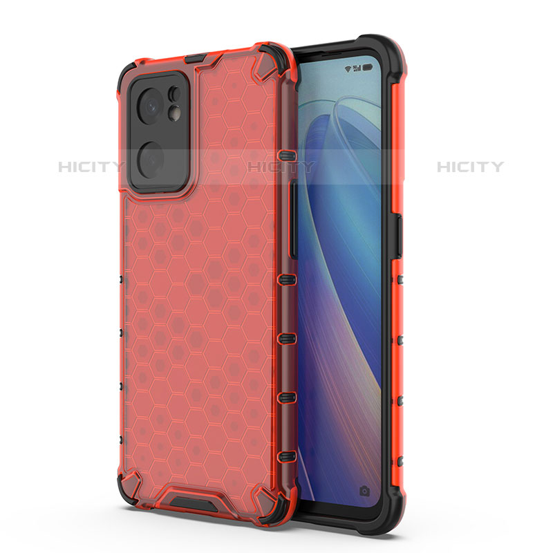 Carcasa Bumper Funda Silicona Transparente 360 Grados AM1 para Oppo Reno7 SE 5G Rojo