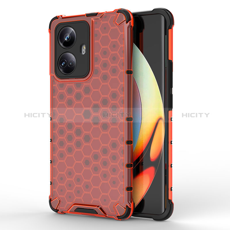 Carcasa Bumper Funda Silicona Transparente 360 Grados AM1 para Realme 10 Pro+ Plus 5G Rojo