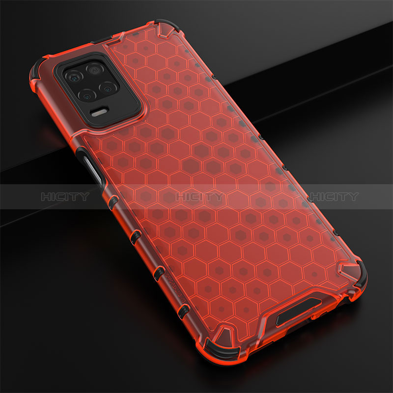 Carcasa Bumper Funda Silicona Transparente 360 Grados AM1 para Realme 8 5G Rojo