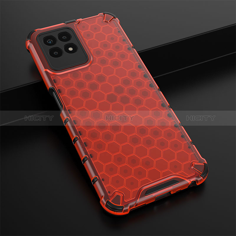 Carcasa Bumper Funda Silicona Transparente 360 Grados AM1 para Realme 8i Rojo