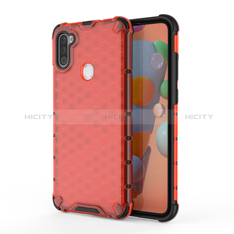 Carcasa Bumper Funda Silicona Transparente 360 Grados AM1 para Samsung Galaxy A11 Rojo