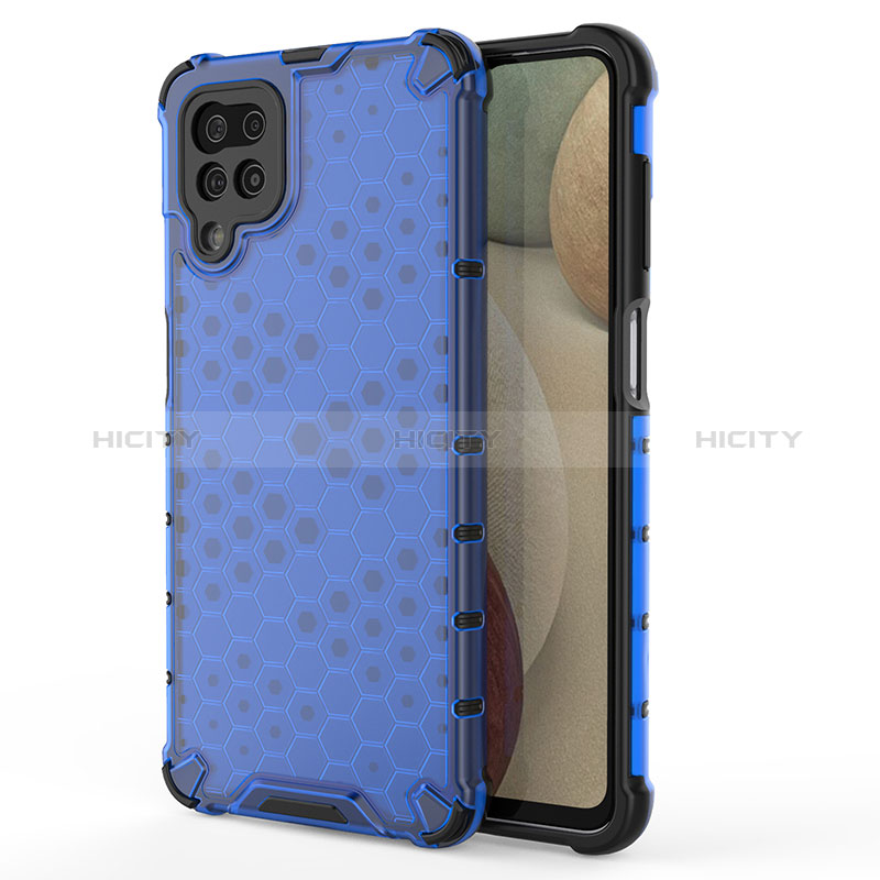 Carcasa Bumper Funda Silicona Transparente 360 Grados AM1 para Samsung Galaxy A12 Azul