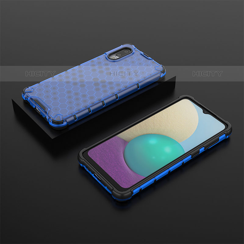 Carcasa Bumper Funda Silicona Transparente 360 Grados AM1 para Samsung Galaxy M02 Azul