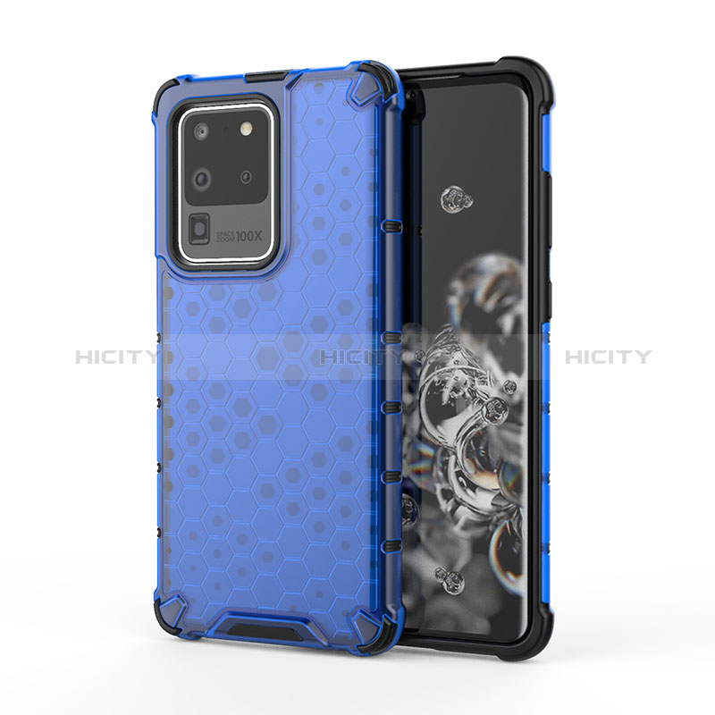 Carcasa Bumper Funda Silicona Transparente 360 Grados AM1 para Samsung Galaxy S20 Ultra 5G Azul