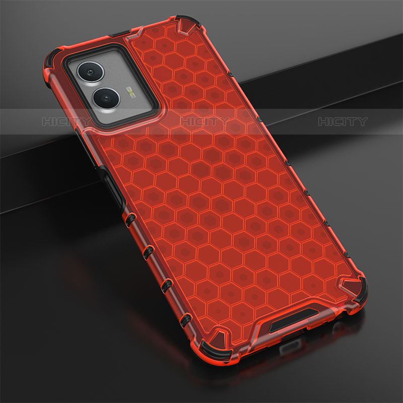 Carcasa Bumper Funda Silicona Transparente 360 Grados AM1 para Vivo iQOO U5 5G Rojo