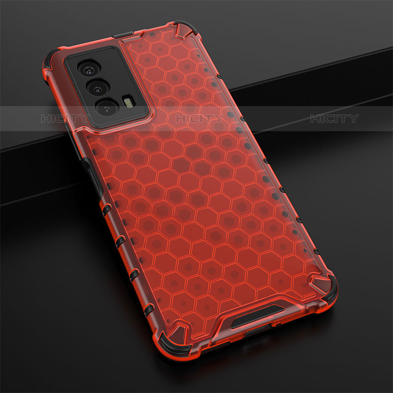 Carcasa Bumper Funda Silicona Transparente 360 Grados AM1 para Vivo iQOO Z5 5G Rojo