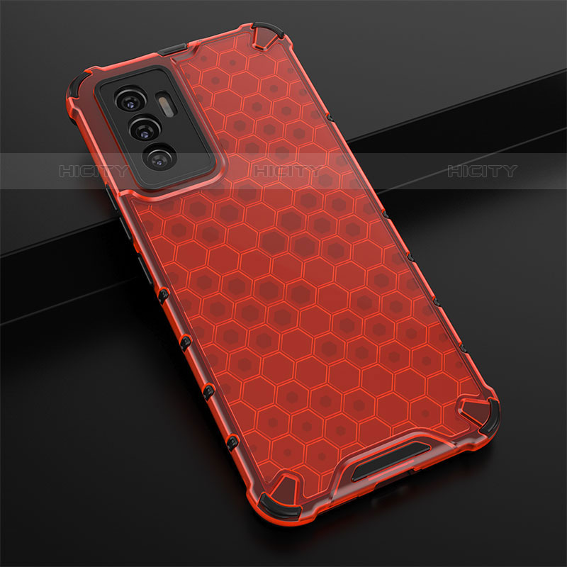 Carcasa Bumper Funda Silicona Transparente 360 Grados AM1 para Vivo V23e Rojo