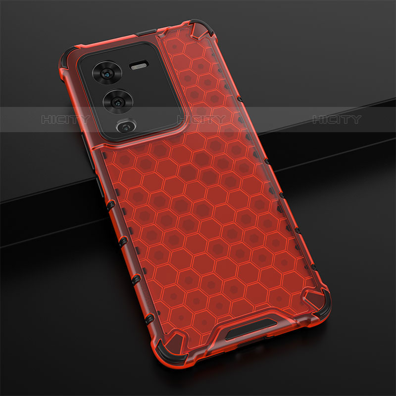 Carcasa Bumper Funda Silicona Transparente 360 Grados AM1 para Vivo V25 Pro 5G Rojo