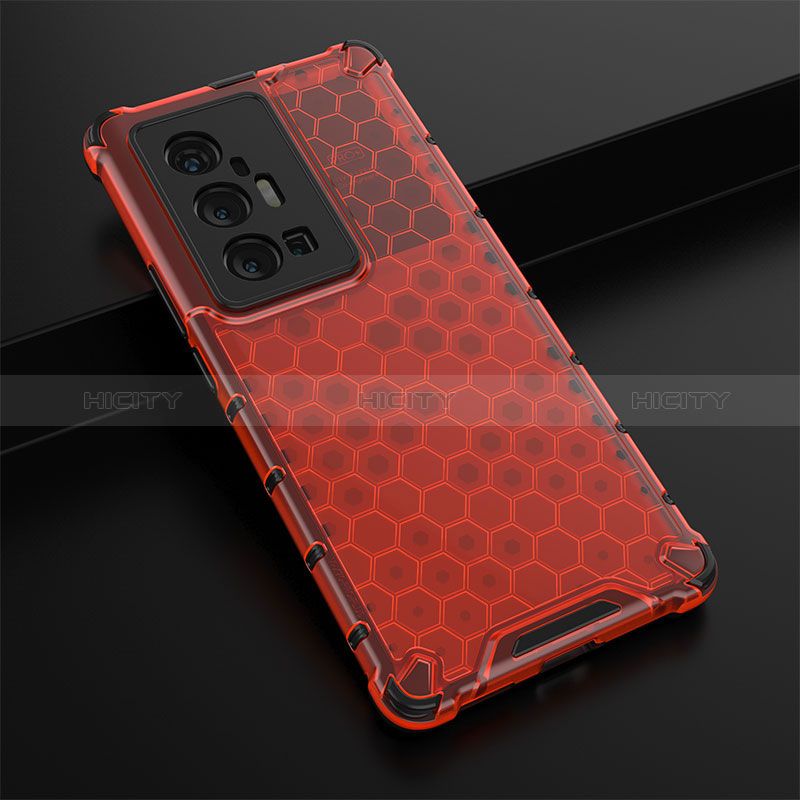 Carcasa Bumper Funda Silicona Transparente 360 Grados AM1 para Vivo X70 Pro+ Plus 5G Rojo