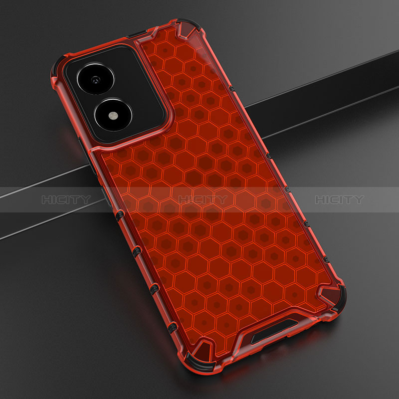 Carcasa Bumper Funda Silicona Transparente 360 Grados AM1 para Vivo Y02S Rojo