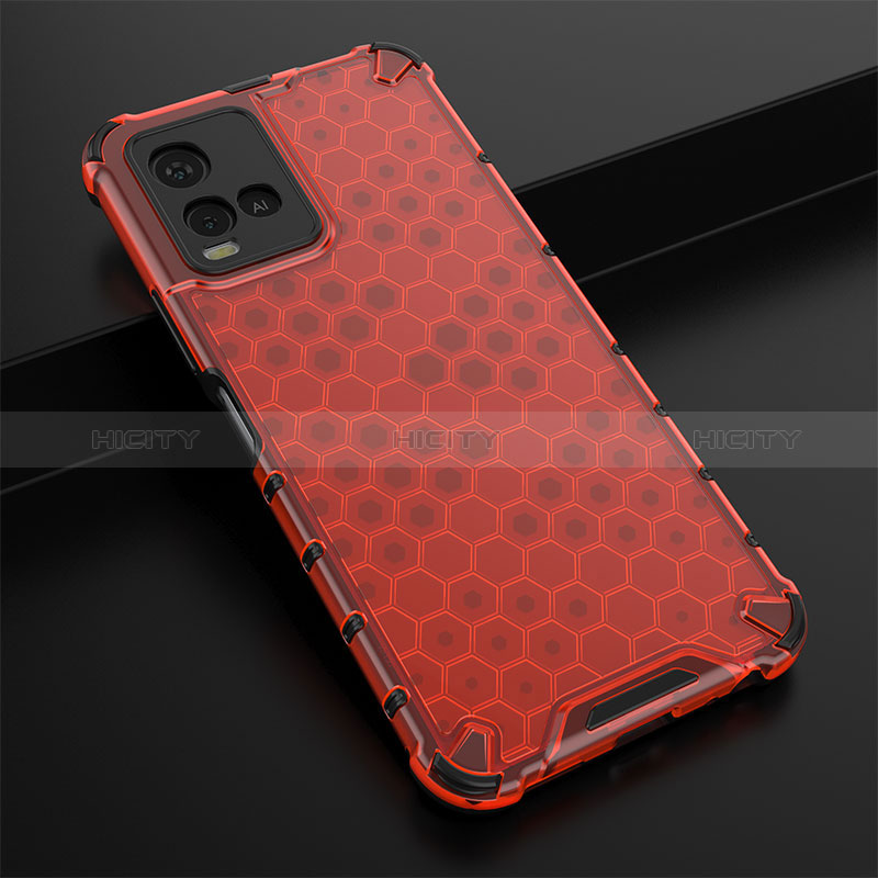 Carcasa Bumper Funda Silicona Transparente 360 Grados AM1 para Vivo Y21 Rojo