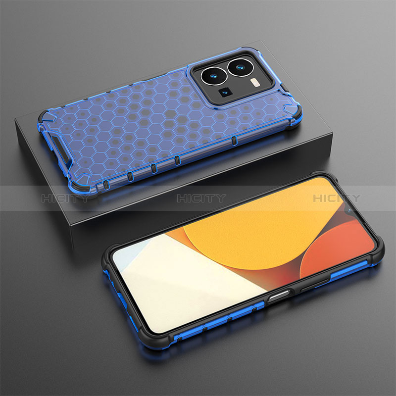 Carcasa Bumper Funda Silicona Transparente 360 Grados AM1 para Vivo Y35 4G Azul