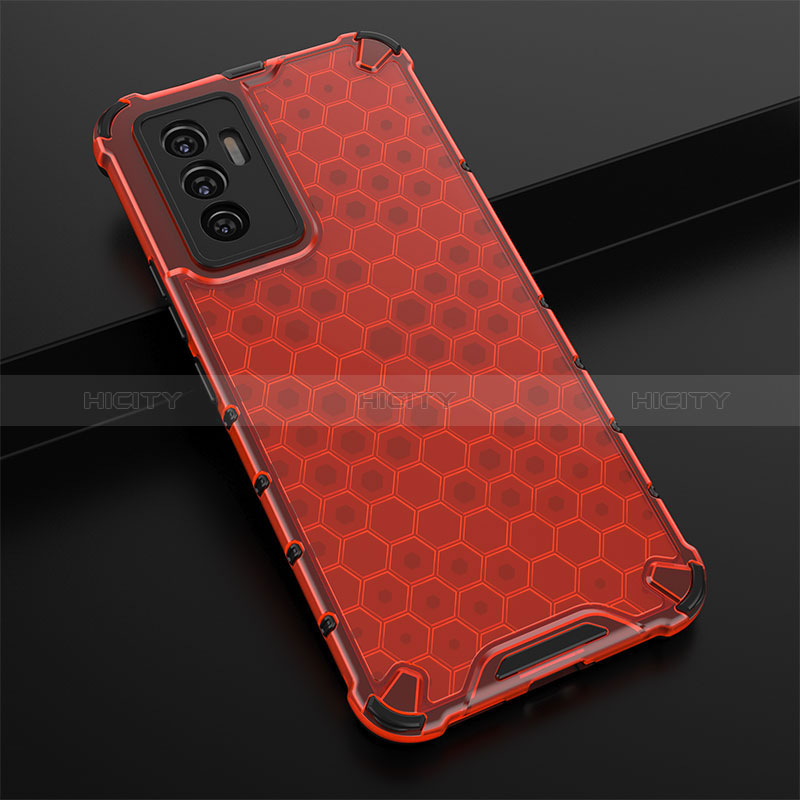 Carcasa Bumper Funda Silicona Transparente 360 Grados AM1 para Vivo Y75 4G Rojo