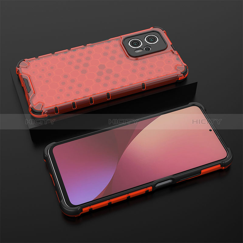 Carcasa Bumper Funda Silicona Transparente 360 Grados AM1 para Xiaomi Redmi Note 11T Pro 5G Rojo