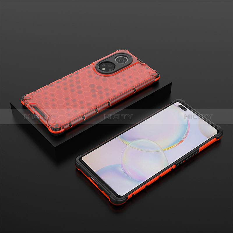 Carcasa Bumper Funda Silicona Transparente 360 Grados AM2 para Huawei Honor 50 Pro 5G Rojo