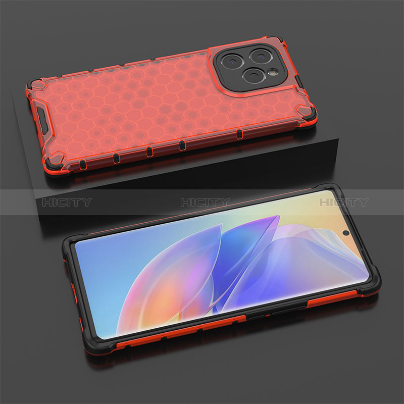 Carcasa Bumper Funda Silicona Transparente 360 Grados AM2 para Huawei Honor 60 SE 5G Rojo