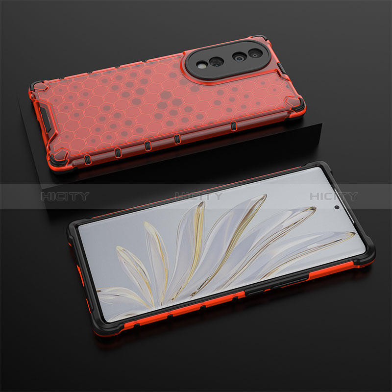 Carcasa Bumper Funda Silicona Transparente 360 Grados AM2 para Huawei Honor 70 5G Rojo