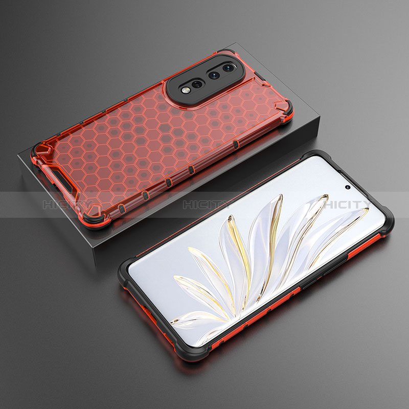 Carcasa Bumper Funda Silicona Transparente 360 Grados AM2 para Huawei Honor 80 Pro 5G Rojo