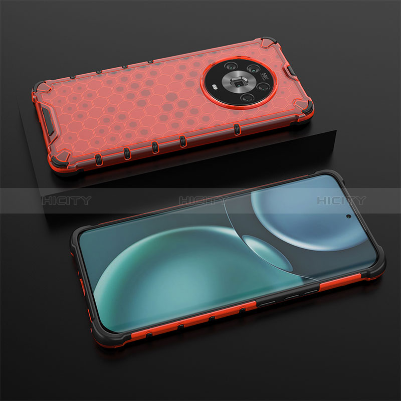 Carcasa Bumper Funda Silicona Transparente 360 Grados AM2 para Huawei Honor Magic4 5G Rojo