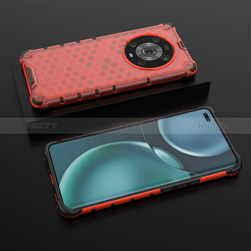 Carcasa Bumper Funda Silicona Transparente 360 Grados AM2 para Huawei Honor Magic4 Pro 5G Rojo