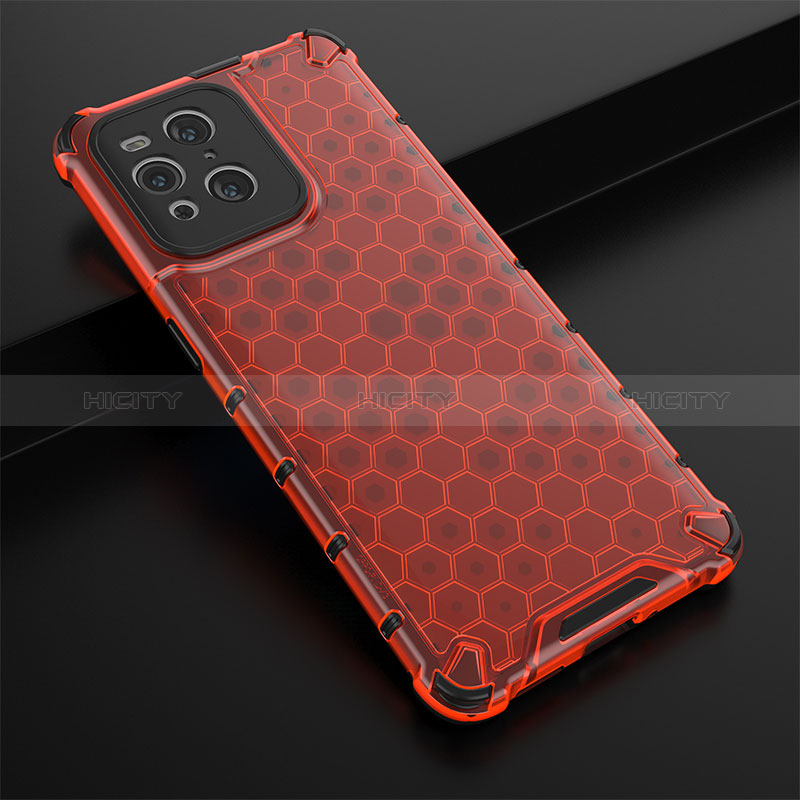 Carcasa Bumper Funda Silicona Transparente 360 Grados AM2 para Oppo Find X3 5G Rojo