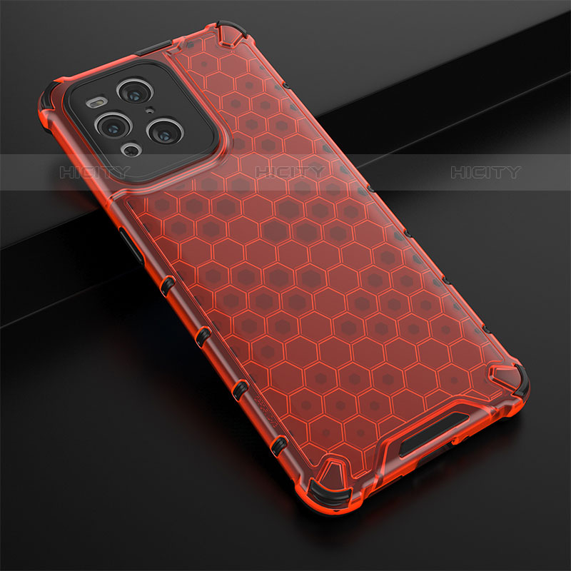 Carcasa Bumper Funda Silicona Transparente 360 Grados AM2 para Oppo Find X3 Pro 5G Rojo