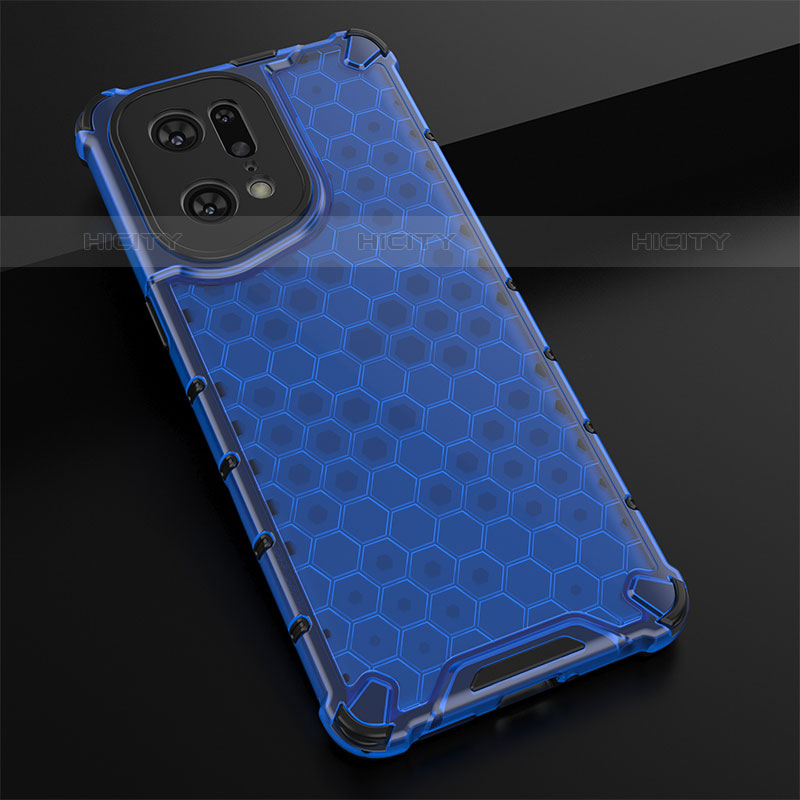 Carcasa Bumper Funda Silicona Transparente 360 Grados AM2 para Oppo Find X5 Pro 5G Azul