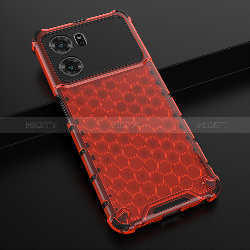 Carcasa Bumper Funda Silicona Transparente 360 Grados AM2 para Oppo K10 5G Rojo