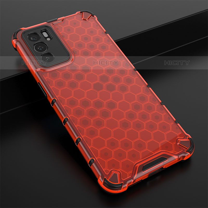 Carcasa Bumper Funda Silicona Transparente 360 Grados AM2 para Oppo Reno6 5G Rojo