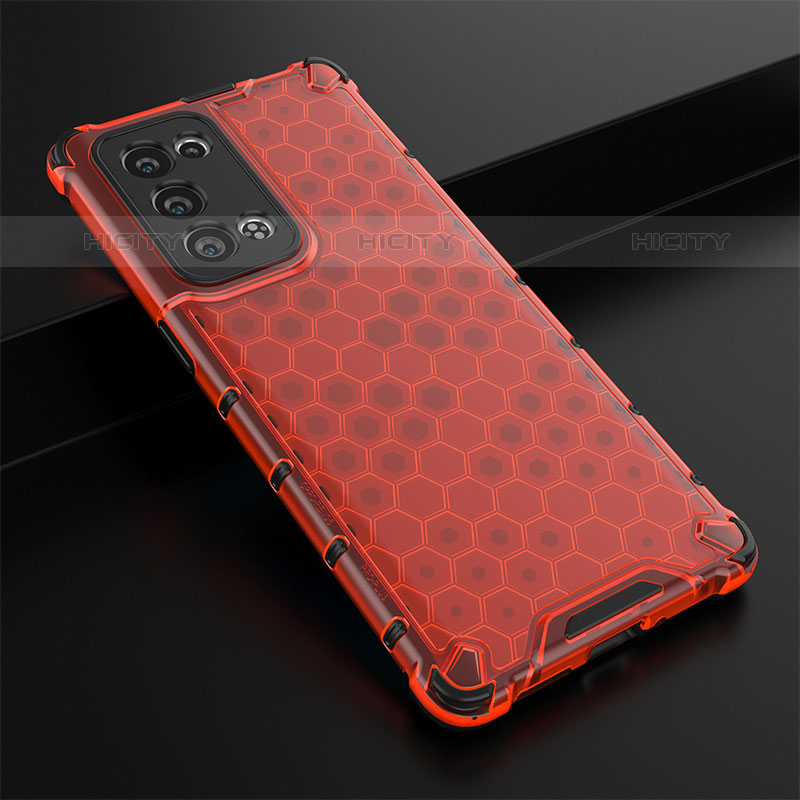 Carcasa Bumper Funda Silicona Transparente 360 Grados AM2 para Oppo Reno6 Pro 5G Rojo