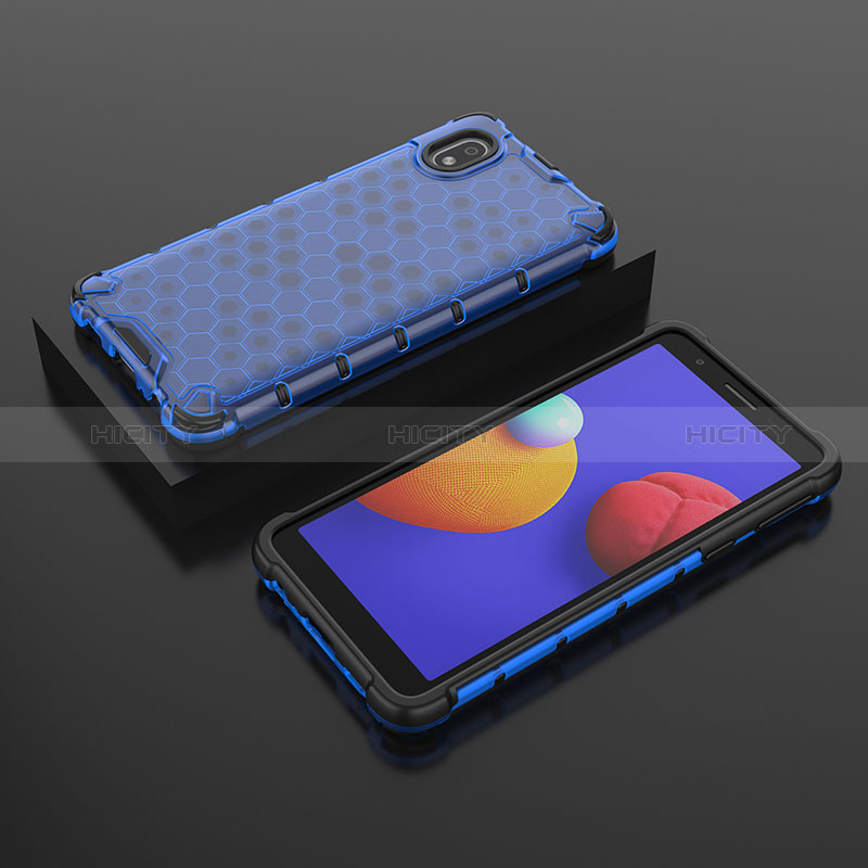 Carcasa Bumper Funda Silicona Transparente 360 Grados AM2 para Samsung Galaxy A01 Core Azul