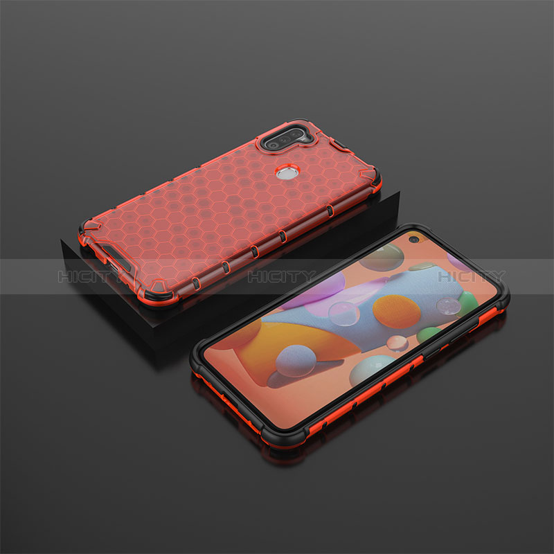 Carcasa Bumper Funda Silicona Transparente 360 Grados AM2 para Samsung Galaxy A11 Rojo
