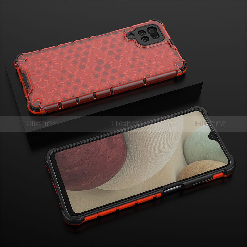 Carcasa Bumper Funda Silicona Transparente 360 Grados AM2 para Samsung Galaxy A12 5G Rojo