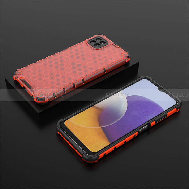 Carcasa Bumper Funda Silicona Transparente 360 Grados AM2 para Samsung Galaxy A22 5G Rojo