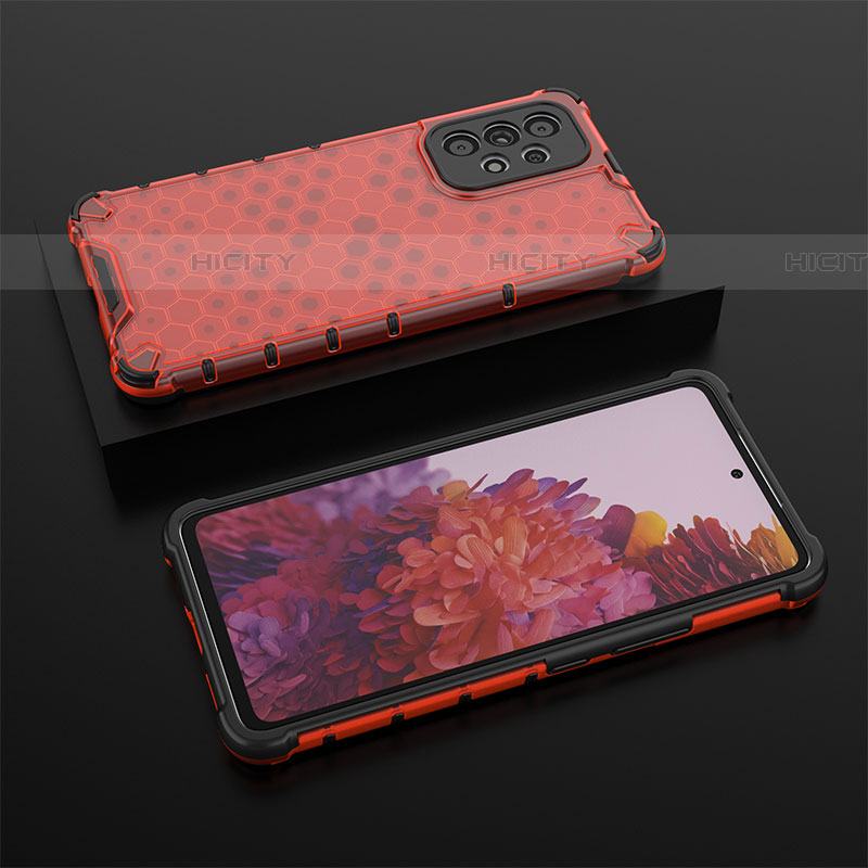 Carcasa Bumper Funda Silicona Transparente 360 Grados AM2 para Samsung Galaxy A53 5G Rojo