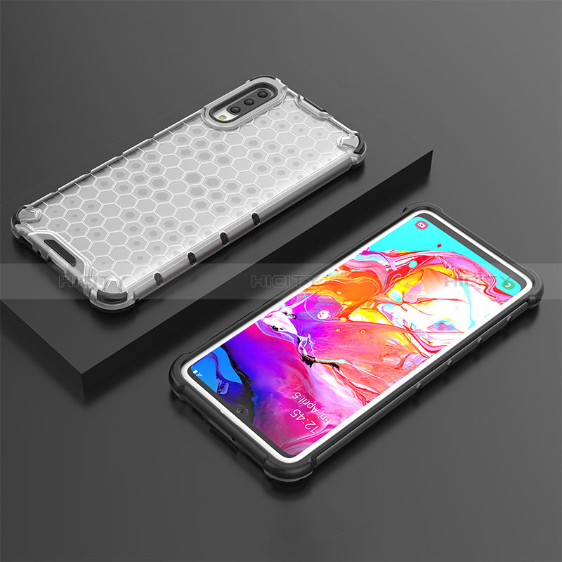 Carcasa Bumper Funda Silicona Transparente 360 Grados AM2 para Samsung Galaxy A70 Blanco