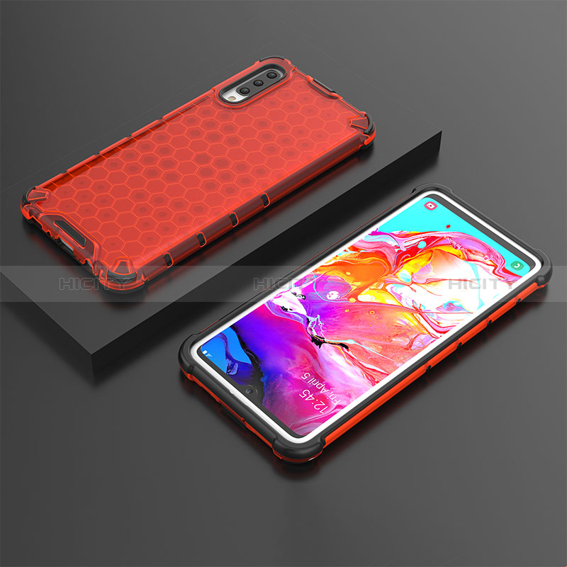 Carcasa Bumper Funda Silicona Transparente 360 Grados AM2 para Samsung Galaxy A70 Rojo
